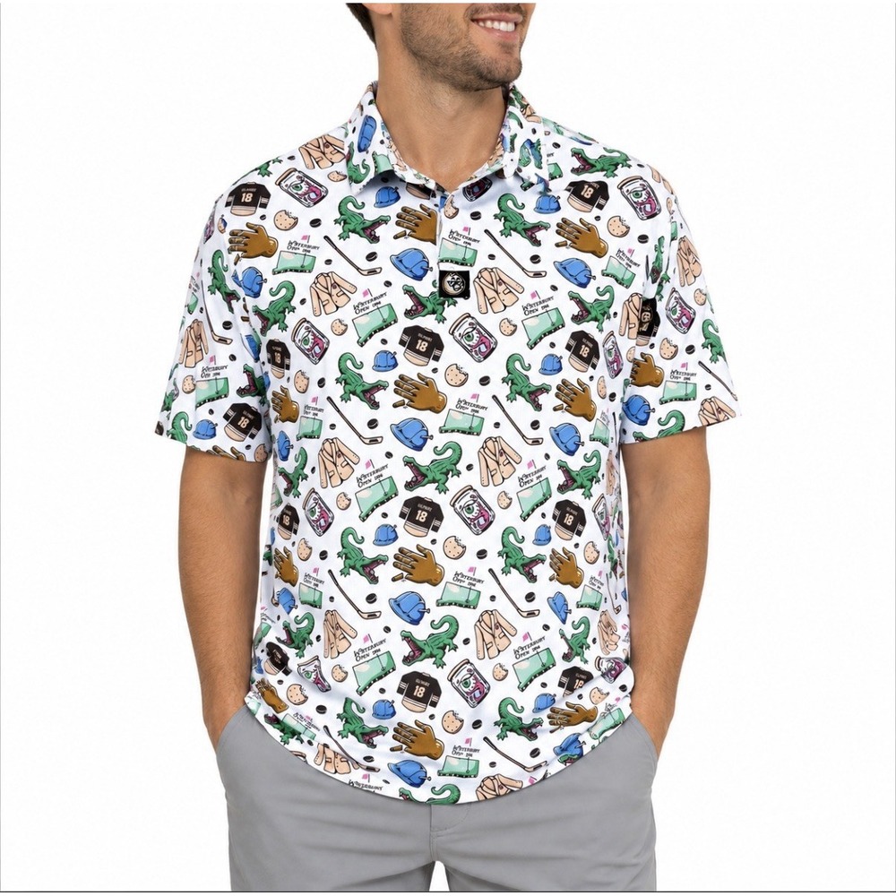 Birdie Boss Mens Happy Gilmore Waterbury Open Golf Polo Shirt Medium Alligator